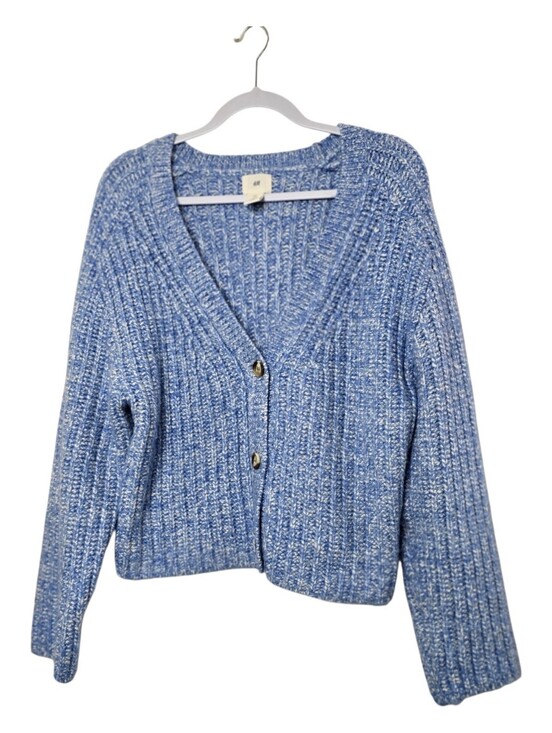 H&M Sweaters - H&M Light Blue Melange Rib-Knit Cardigan Oversized Small Chunky Wool Blend